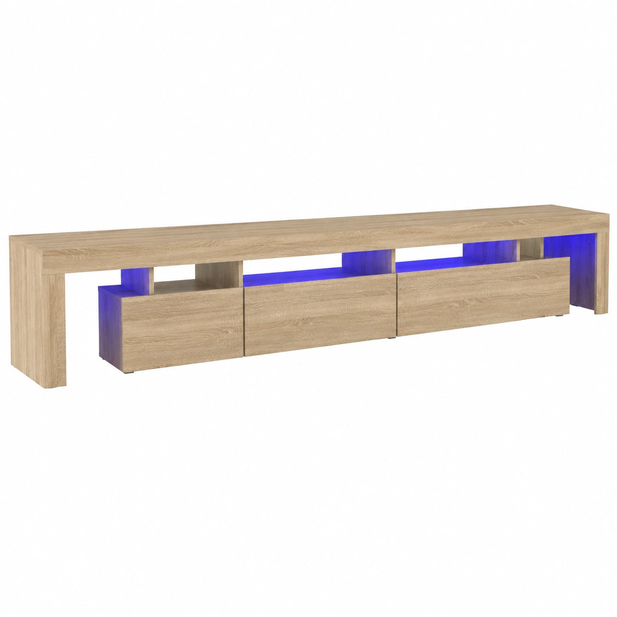 Schrank – 290 × 36,5 × 40 cm, mit LED-Beleuchtung, aus Eichenholz, Sonoma-Eiche