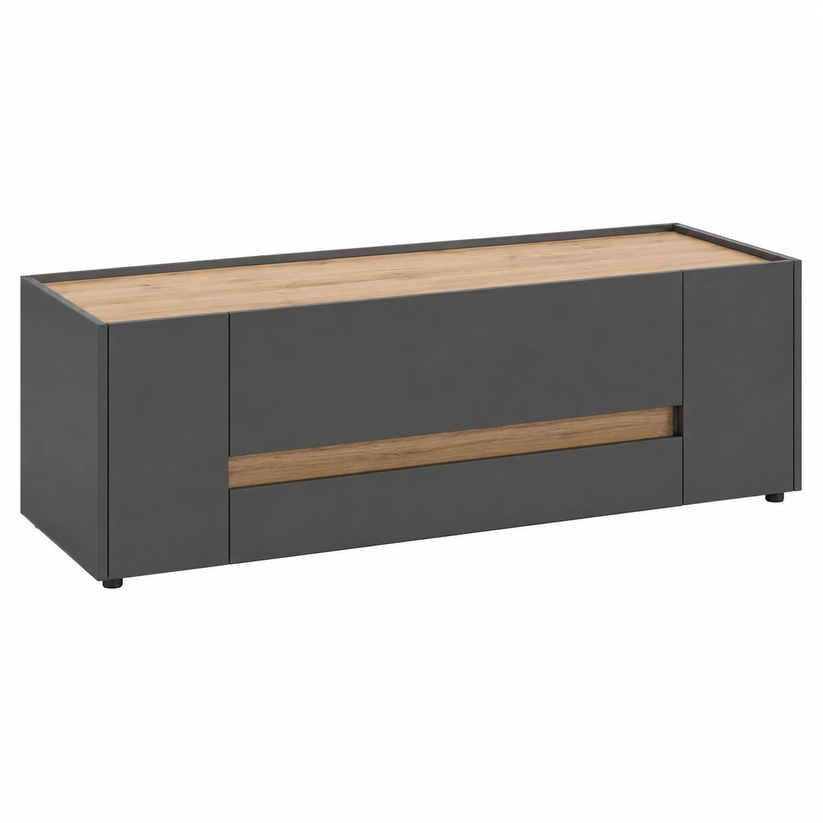 Lowboard – 45 cm, moderner Stil, aus Eichenholz, Anthrazit, für Wohnzimmer