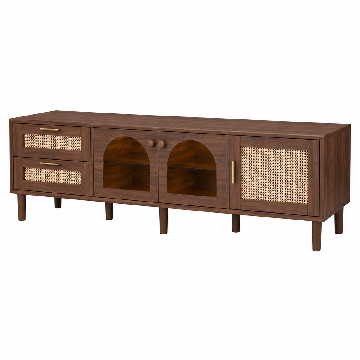 Schrank – 180 cm, mit LED-Beleuchtung, aus Rattan, für Wohnzimmer