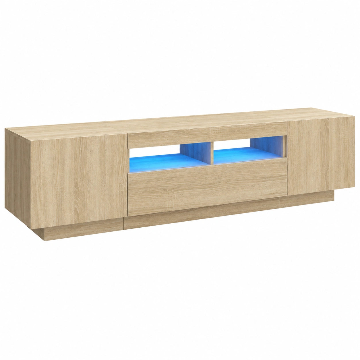 Schrank – 180 × 35 × 40 cm, mit LED-Beleuchtung, aus Eichenholz, Sonoma-Eiche