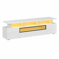 Schrank – 180 cm, mit LED-Beleuchtung, mit Schubladen, Weiß