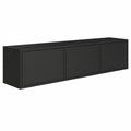 Lowboard – 150 × 30 × 30 cm, moderner Stil, hängend, Schwarz, für Wohnzimmer