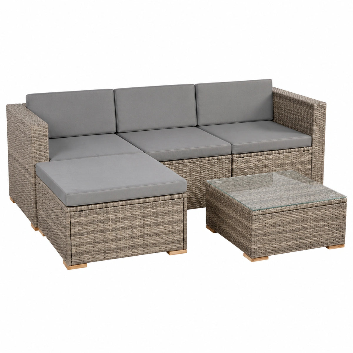 Gartenmöbel – aus Rattan, Grau, für Garten, Terrasse und Balkon