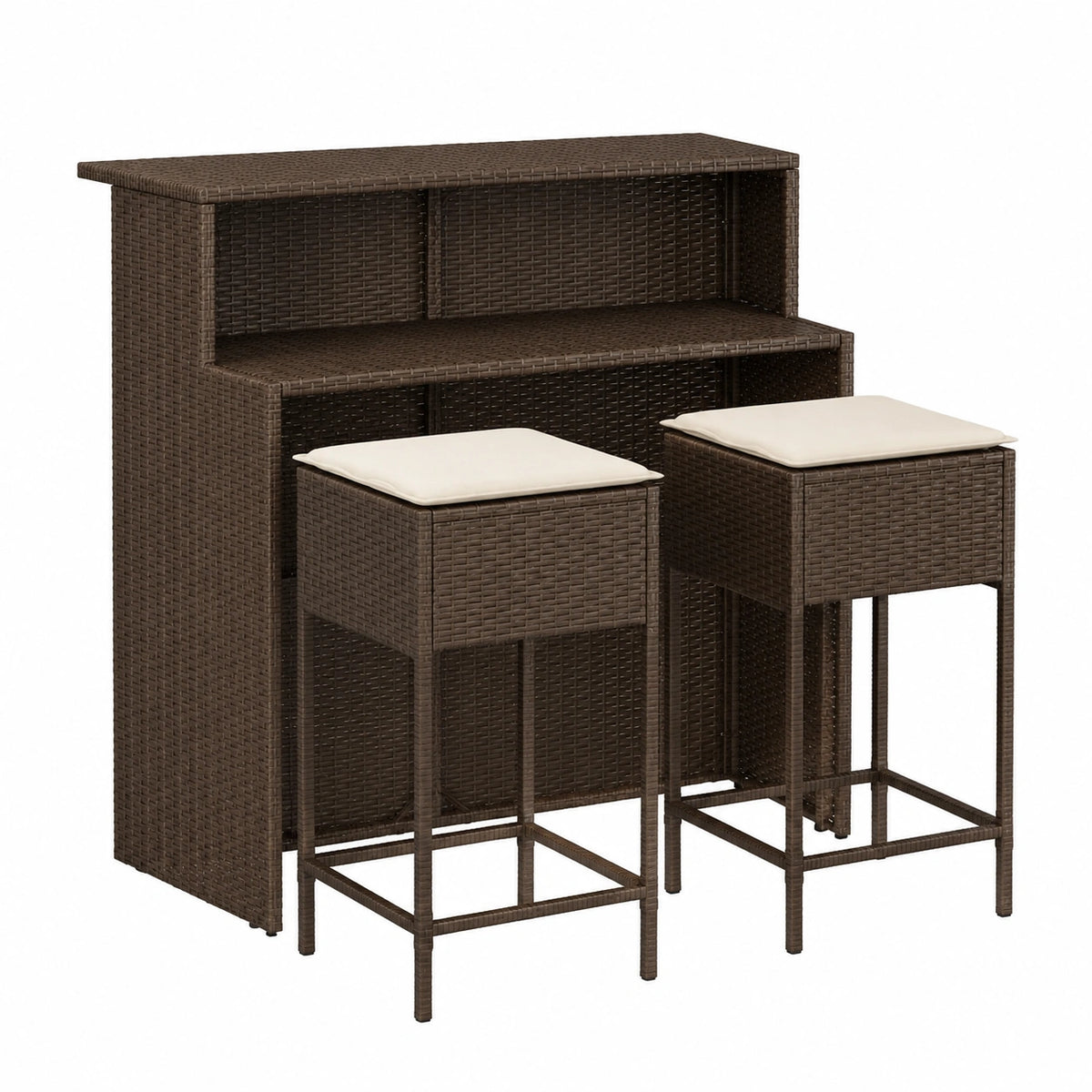 Gartenmöbel – 3-teilig, aus Rattan, Braun