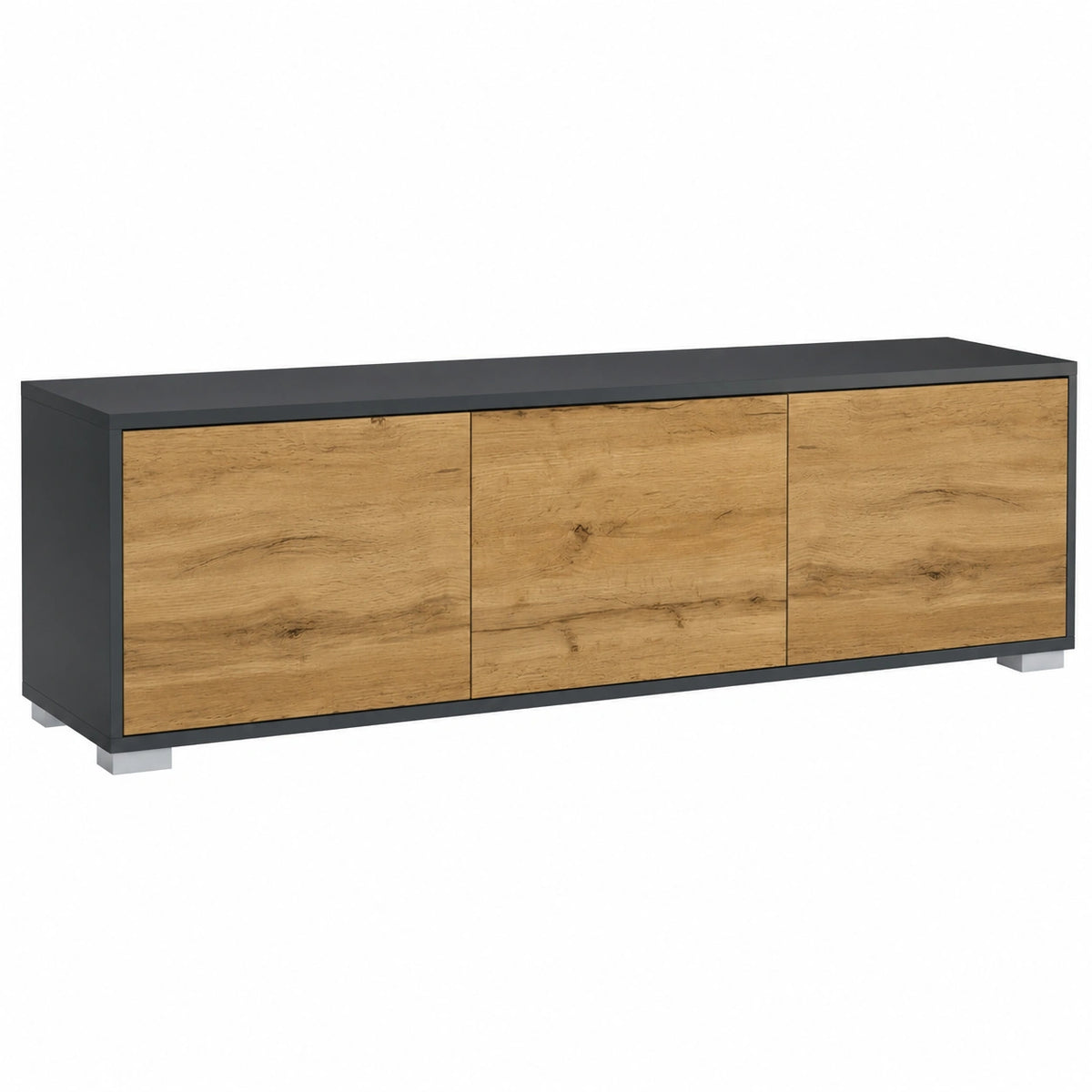 TV-Board – 152,5 × 43 × 37 cm, moderner Stil, aus Eichenholz, Anthrazit, für Wohnzimmer und Schlafzimmer