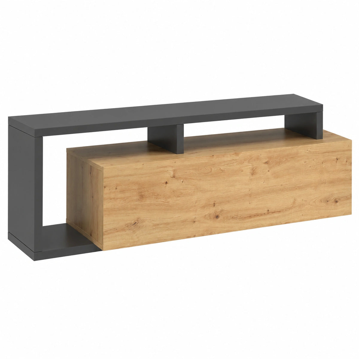 TV-Ständer – 165 × 40 × 47 cm, aus Eichenholz, Anthrazit, für Wohnzimmer