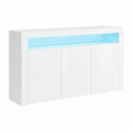 Sideboard – 152 × 97 × 35 cm, mit LED-Beleuchtung, mit mehreren Türen, für Esszimmer und Wohnzimmer