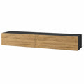 Lowboard – 2er-Set, 27 × 278 × 31 cm, moderner Stil, hängend, aus Eichenholz, Schwarz und Naturfarben