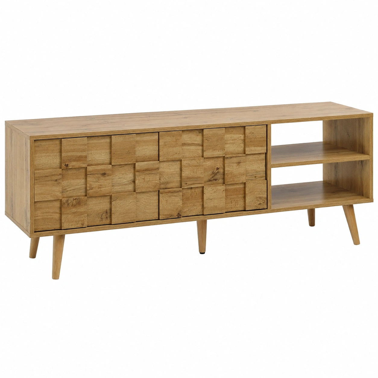 Lowboard – 160 × 51 × 40 cm, moderner Stil, aus Eichenholz und Holz, Braun, für Wohnzimmer