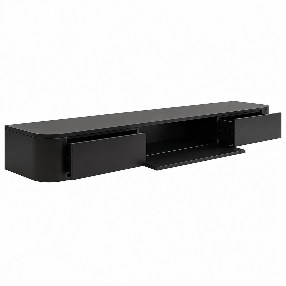 Schrank – 140 cm, moderner Stil, mit Schubladen, hängend, Schwarz, für Esszimmer und Wohnzimmer