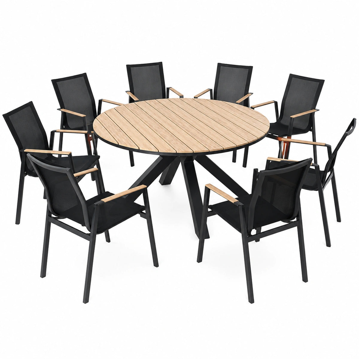 Gartenmöbel – für 6–8 Personen, runde Form, aus Aluminium